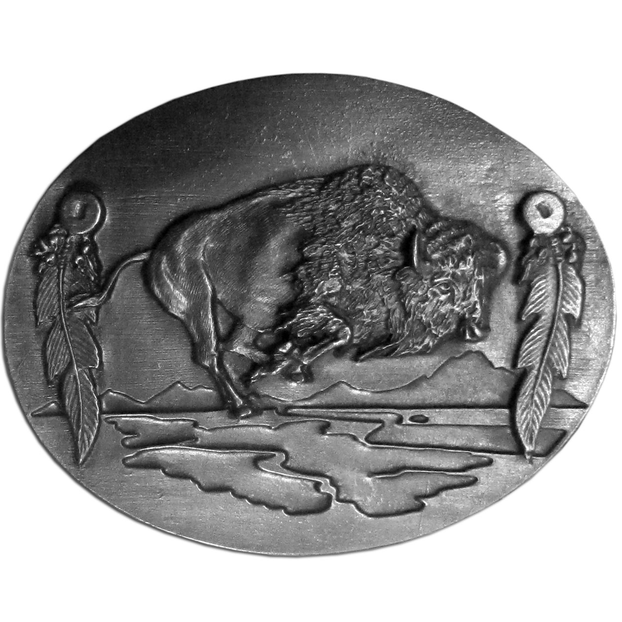 Bison Antiqued Belt Buckle